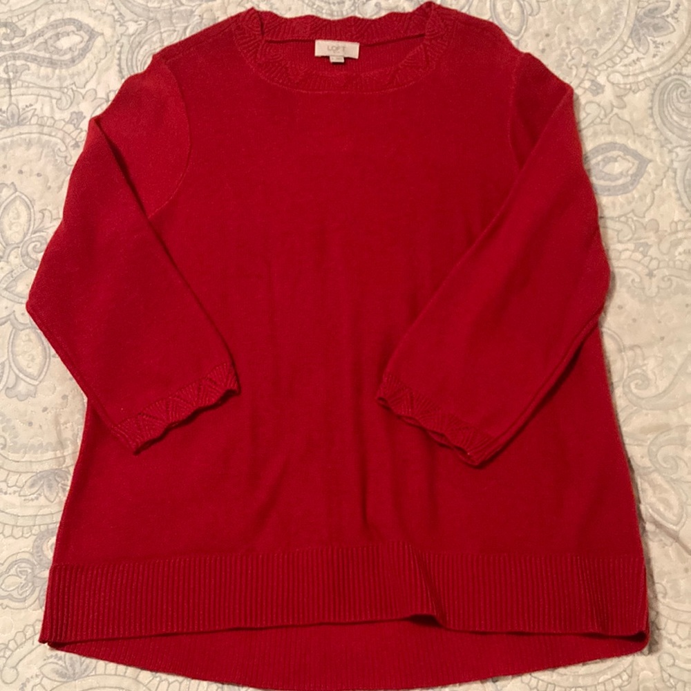 NWT Loft Red Sweater 3/4 Sleeve XL